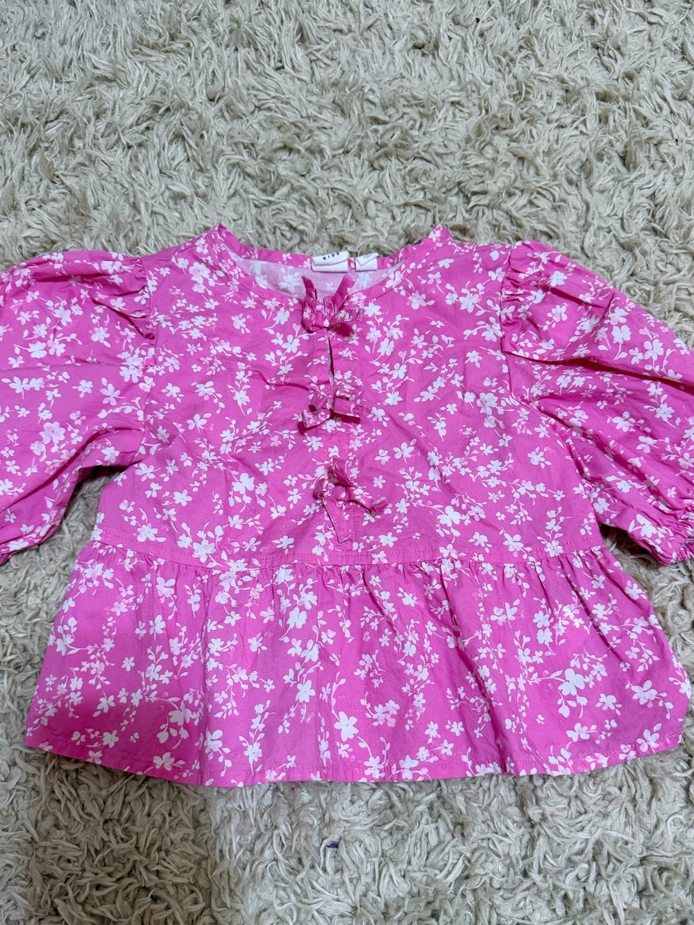 Girls Pink Floral Peplum Top Gap Small